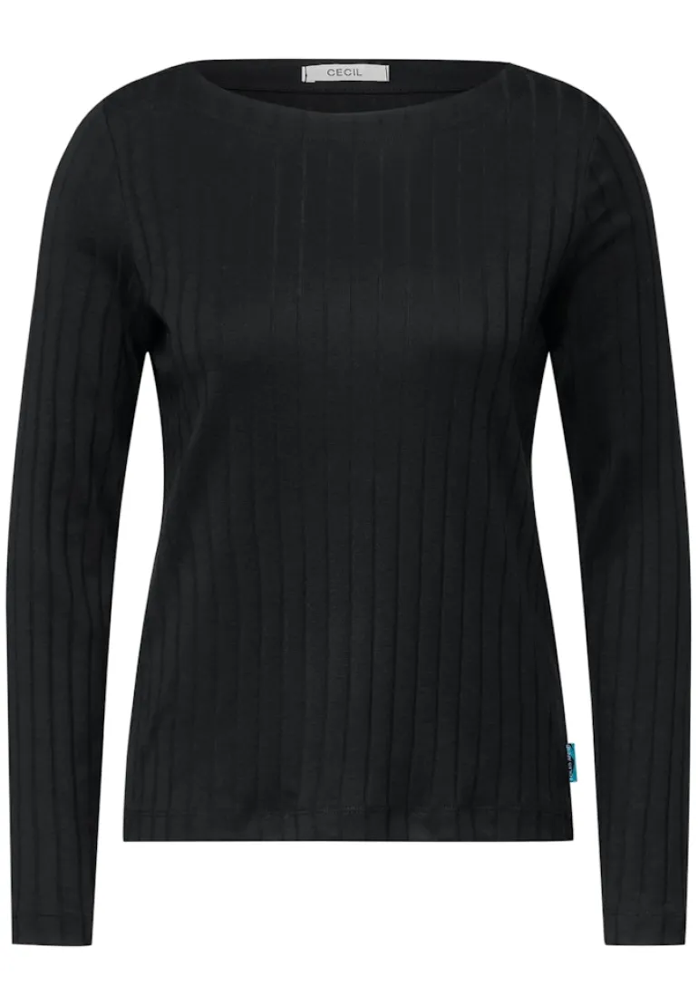 Shirt mit Rippstruktur black