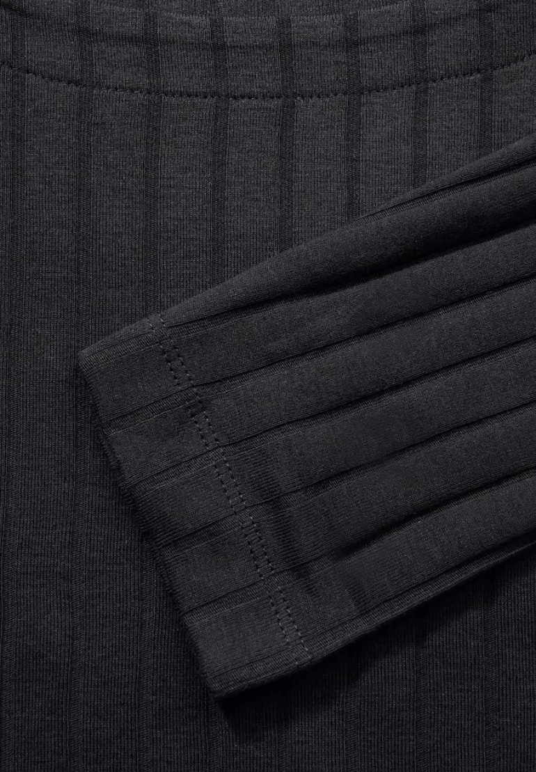 Shirt mit Rippstruktur black