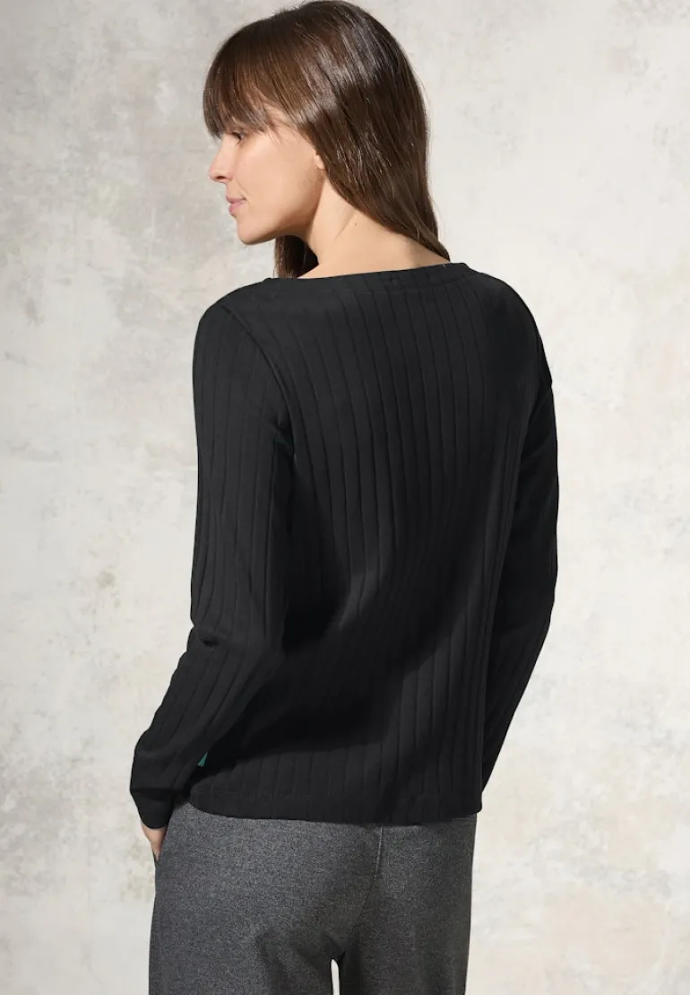 Shirt mit Rippstruktur black