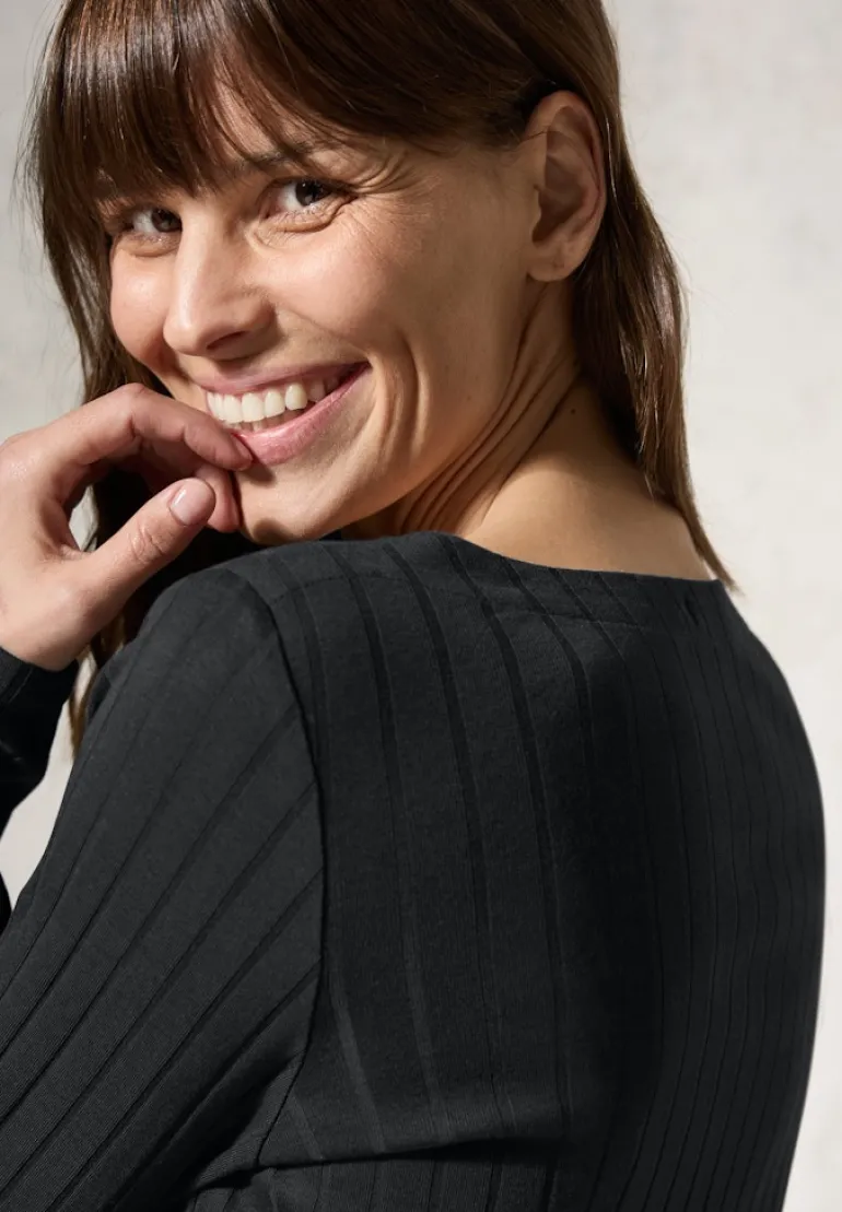 Shirt mit Rippstruktur black