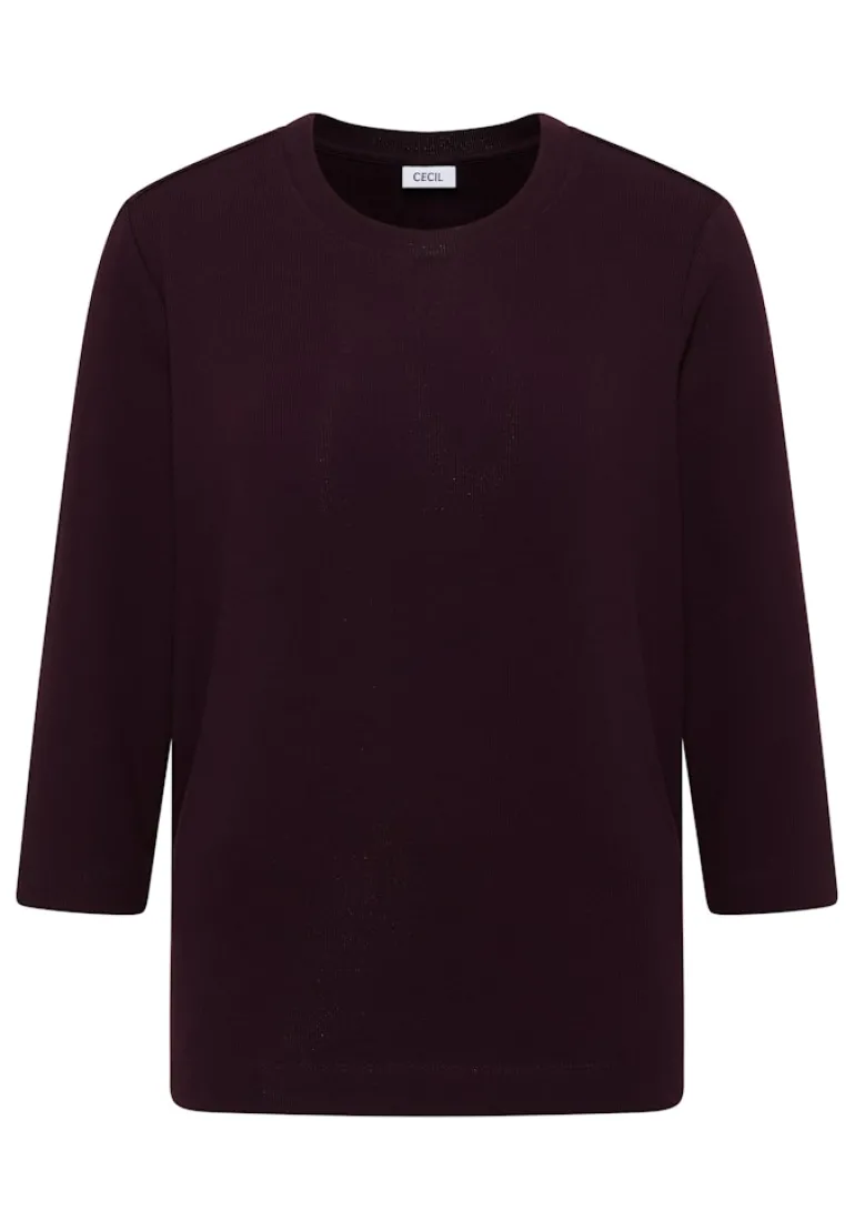 Shirt mit Rippstruktur eggplant red