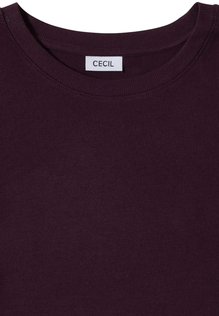 Shirt mit Rippstruktur eggplant red