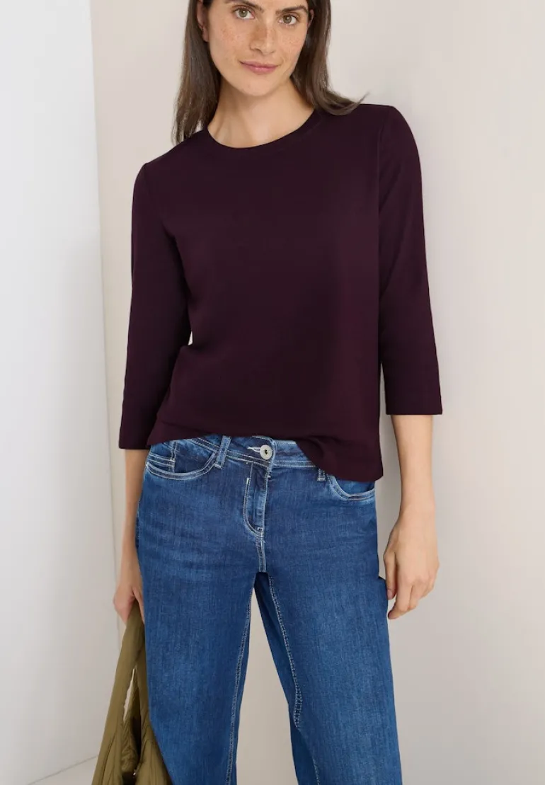Shirt mit Rippstruktur eggplant red