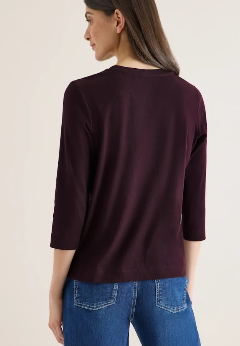 Shirt mit Rippstruktur eggplant red