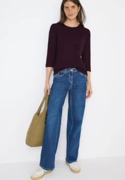Shirt mit Rippstruktur eggplant red