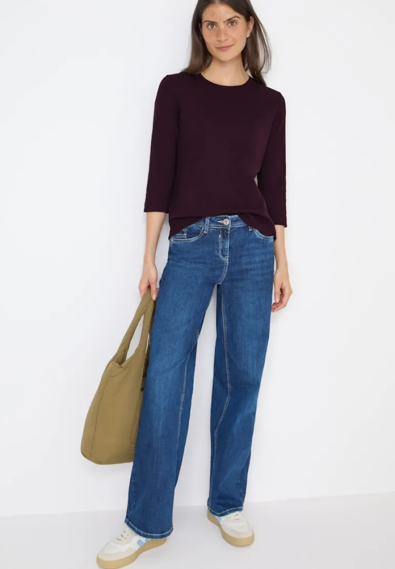 Shirt mit Rippstruktur eggplant red