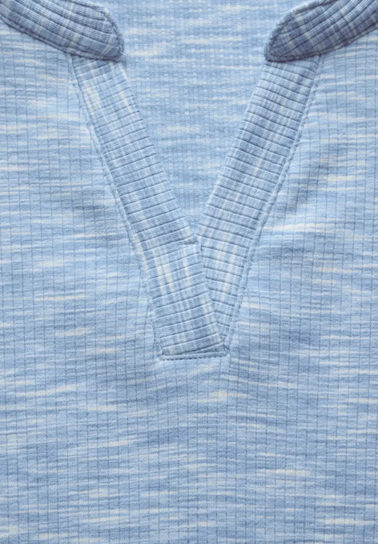 Shirt mit Rippstruktur light blue melange