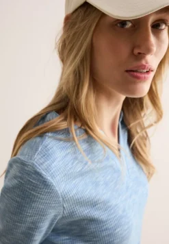 Shirt mit Rippstruktur light blue melange