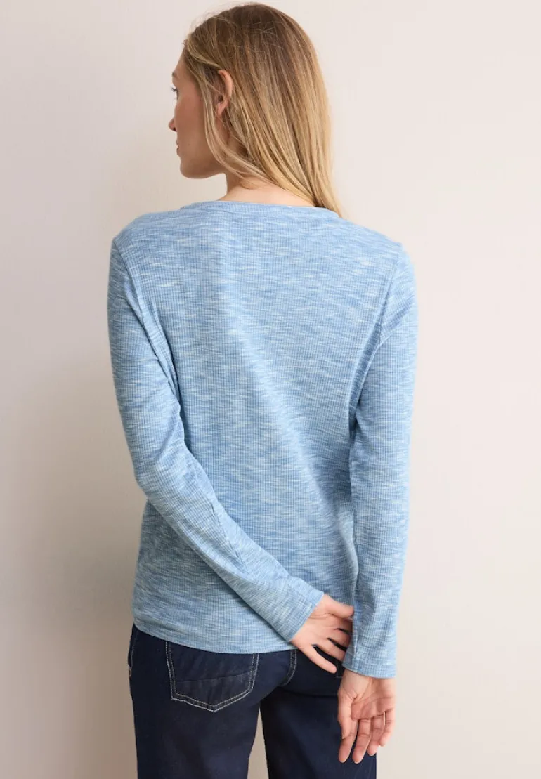 Shirt mit Rippstruktur light blue melange
