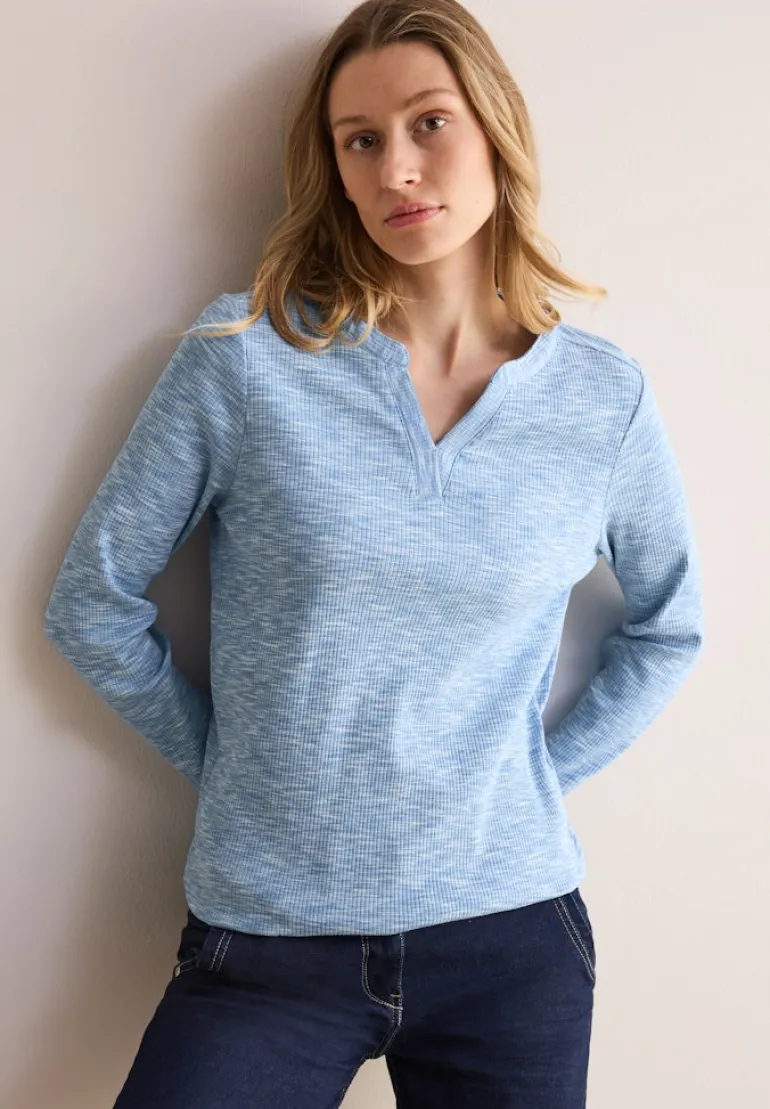 Shirt mit Rippstruktur light blue melange
