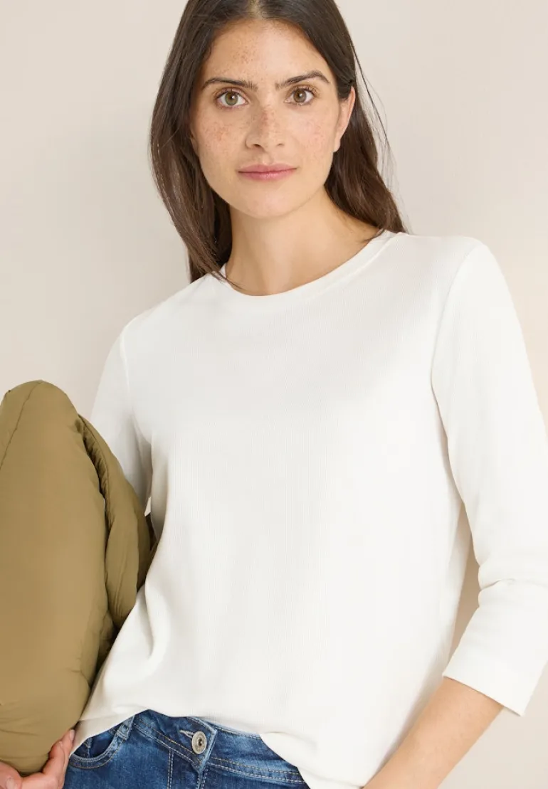 Shirt mit Rippstruktur vanilla white