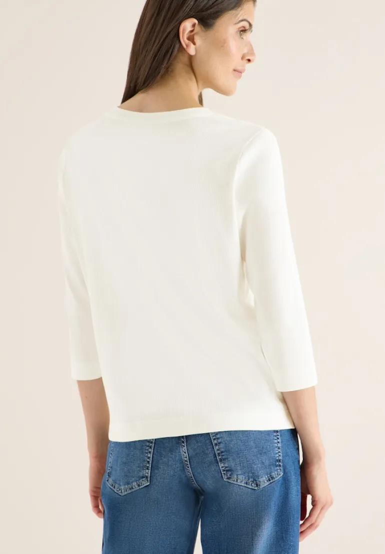 Shirt mit Rippstruktur vanilla white