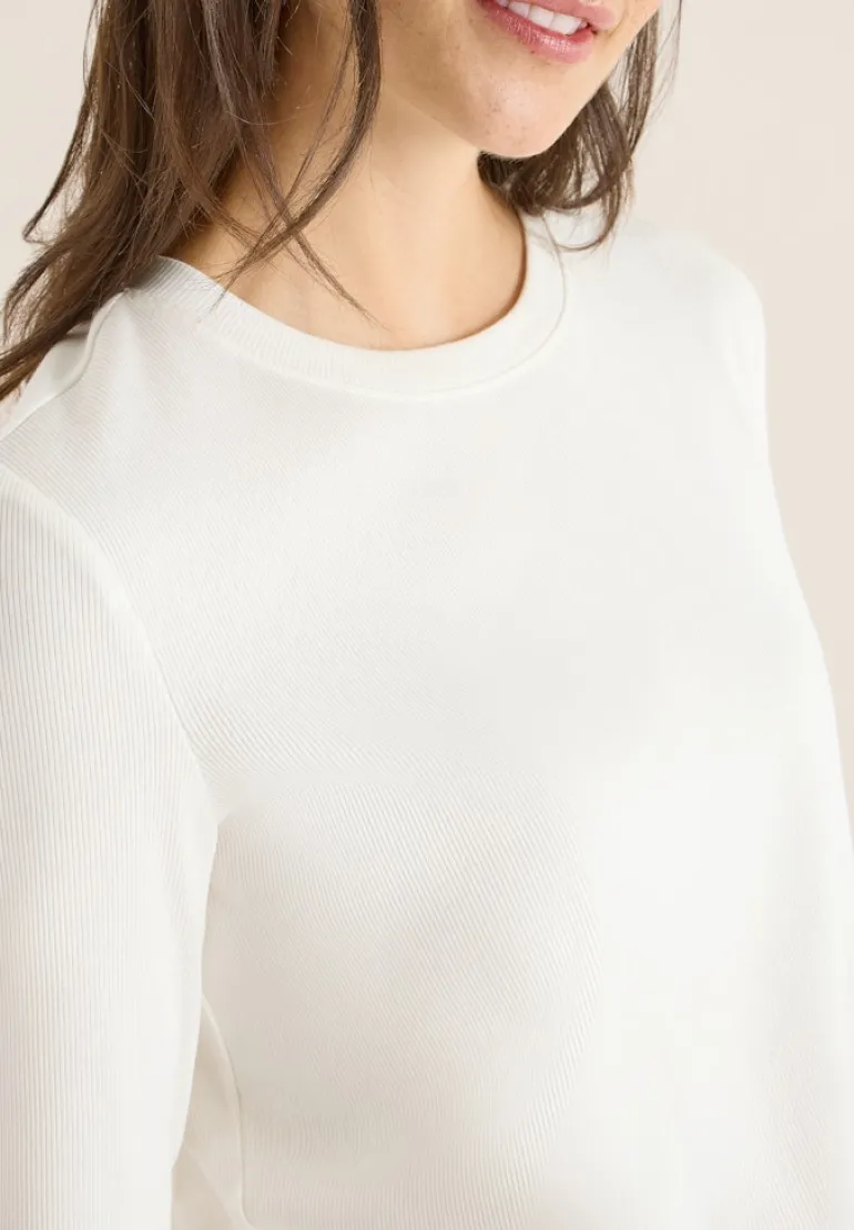 Shirt mit Rippstruktur vanilla white