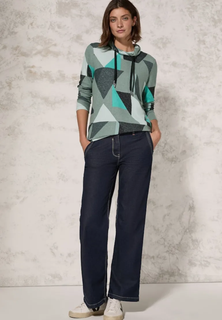 Shirt mit Schalkragen glaced green melange