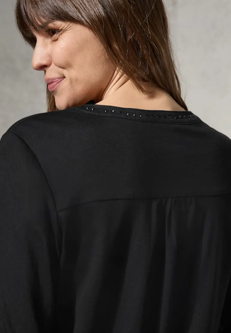 Shirt mit Schmucksteinchen black