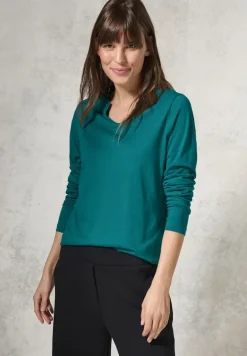Shirt mit Schmucksteinchen petrol green