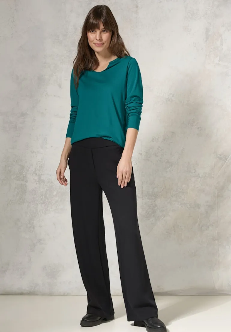 Shirt mit Schmucksteinchen petrol green