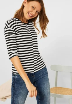 Shirt mit Streifen Muster dark vanilla white