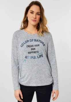 Shirt mit Streifenmuster mid blue melange