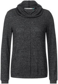 Shirt mit Volumenkragen black melange