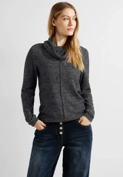 Shirt mit Volumenkragen black melange