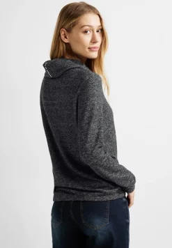 Shirt mit Volumenkragen black melange
