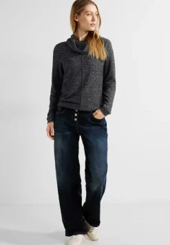 Shirt mit Volumenkragen black melange