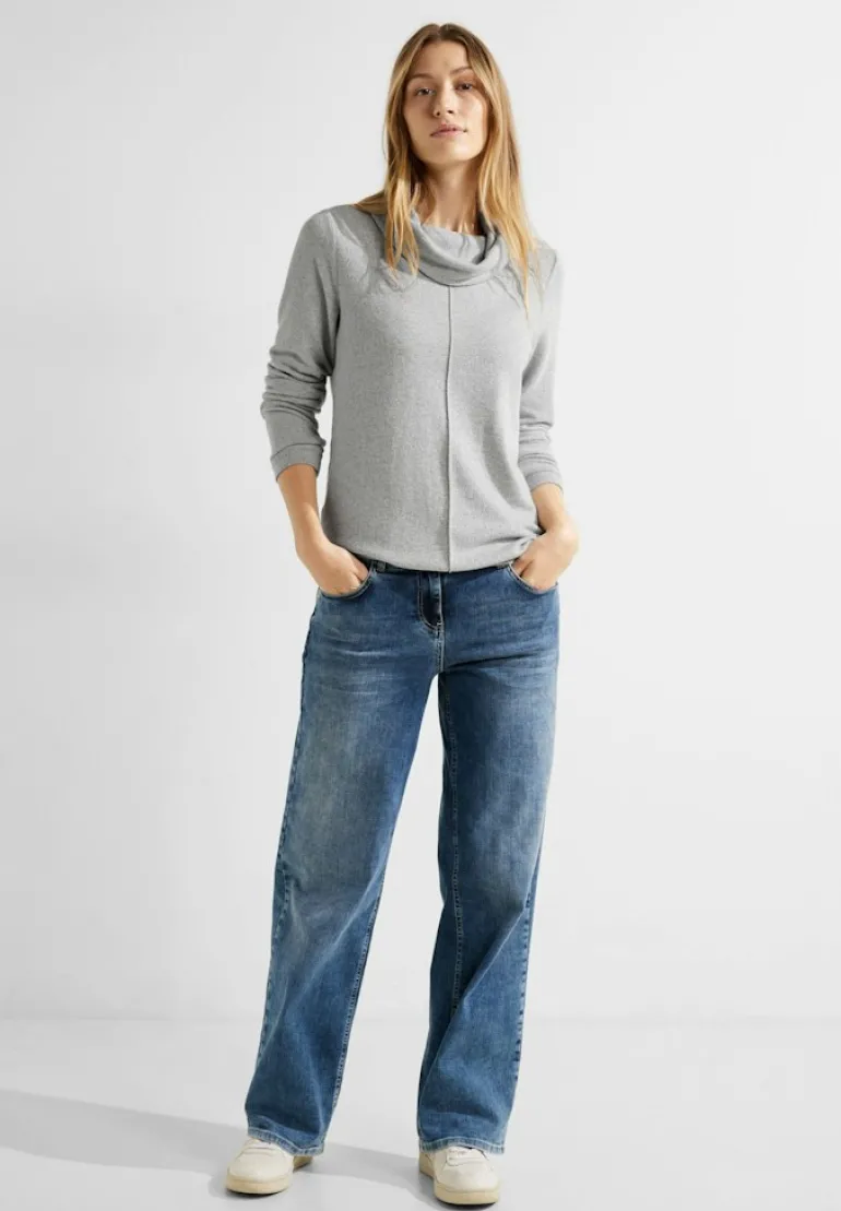 Shirt mit Volumenkragen mineral grey melange