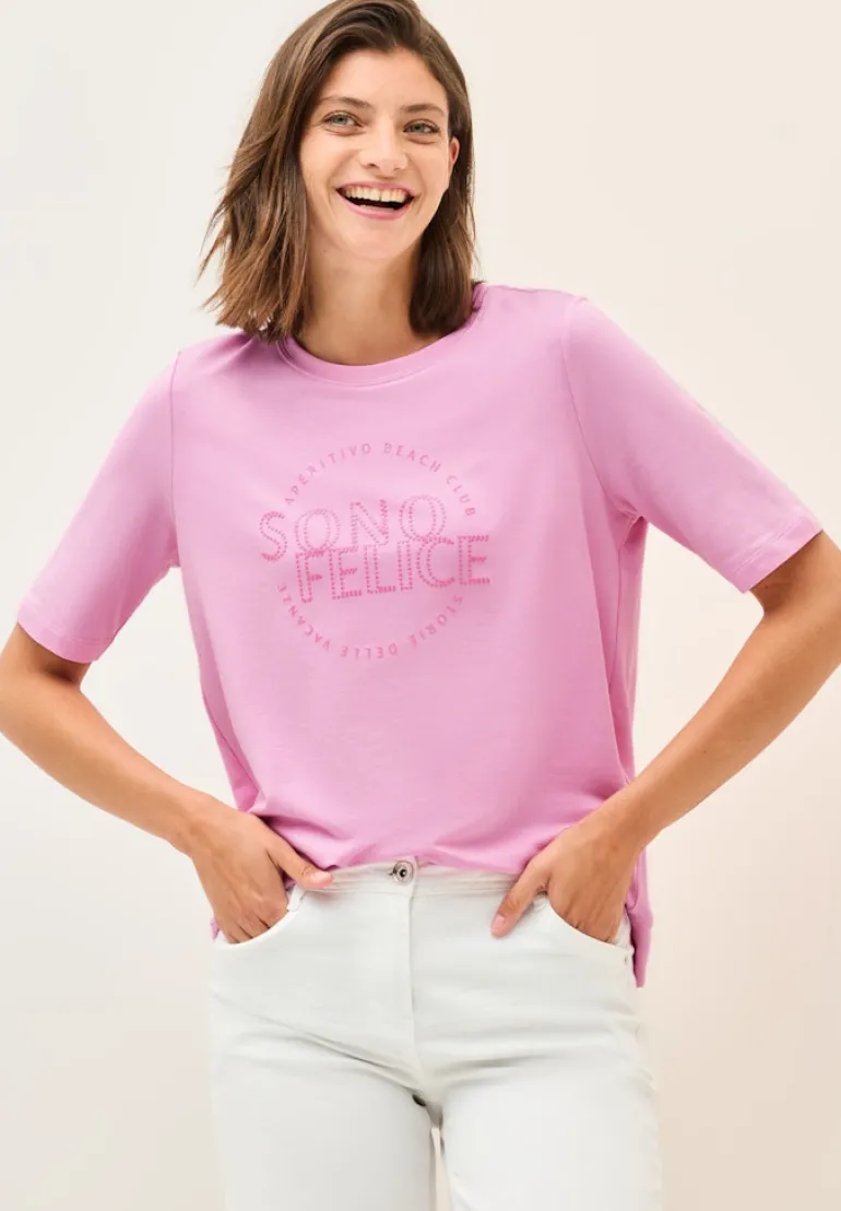 Shirt mit Wording Artwork cherry blossom pink