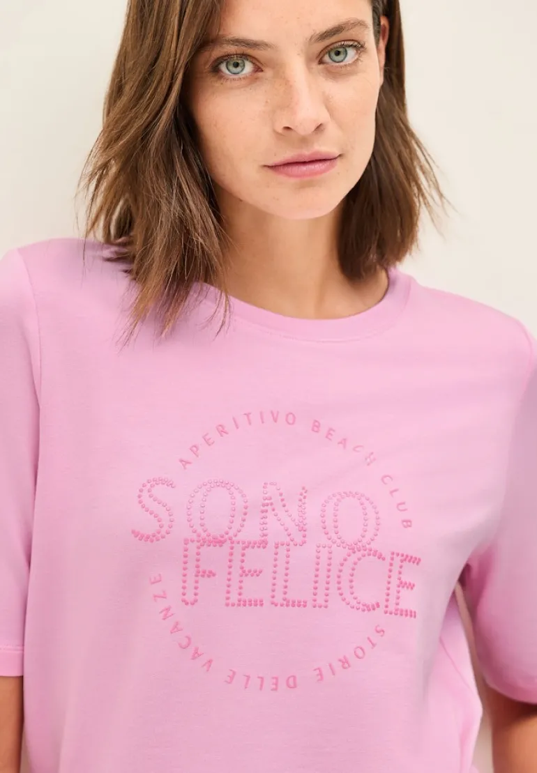 Shirt mit Wording Artwork cherry blossom pink