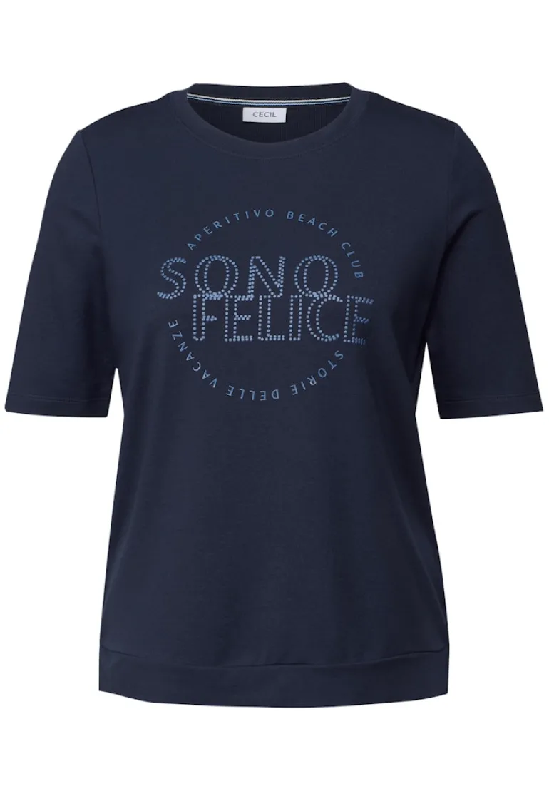 Shirt mit Wording Artwork urban navy blue