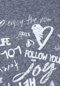 Shirt mit Wording Print deep blue melange