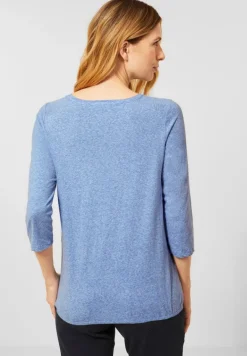 Shirt mit Wording Print dusk sky blue melange
