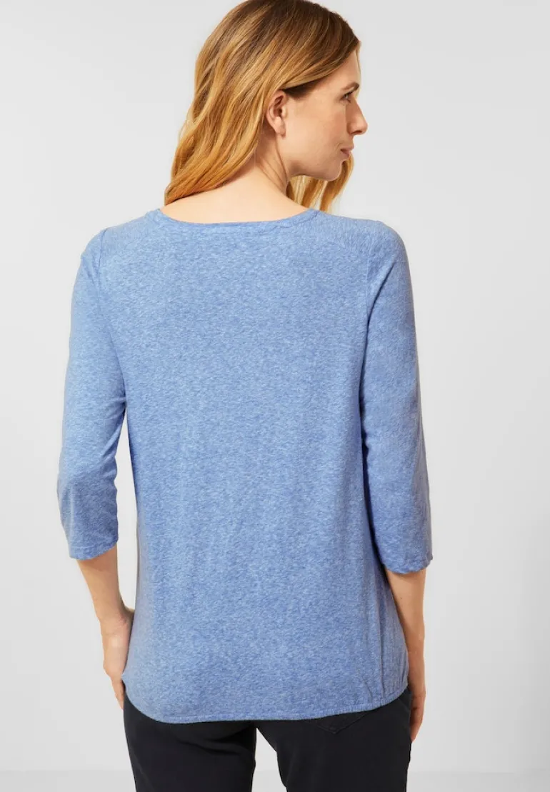 Shirt mit Wording Print dusk sky blue melange