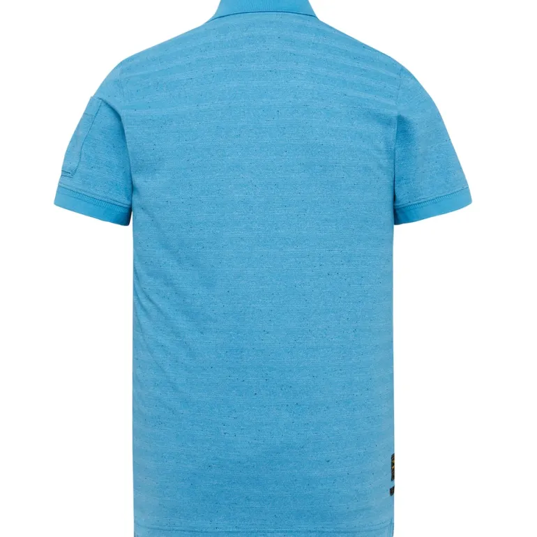 Short sleeve polo light pique cold dye blue