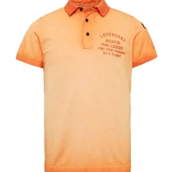 Short sleeve polo light pique cold dye amberglow
