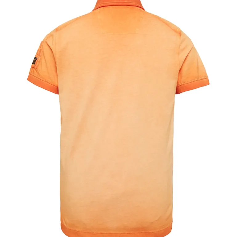 Short sleeve polo light pique cold dye amberglow