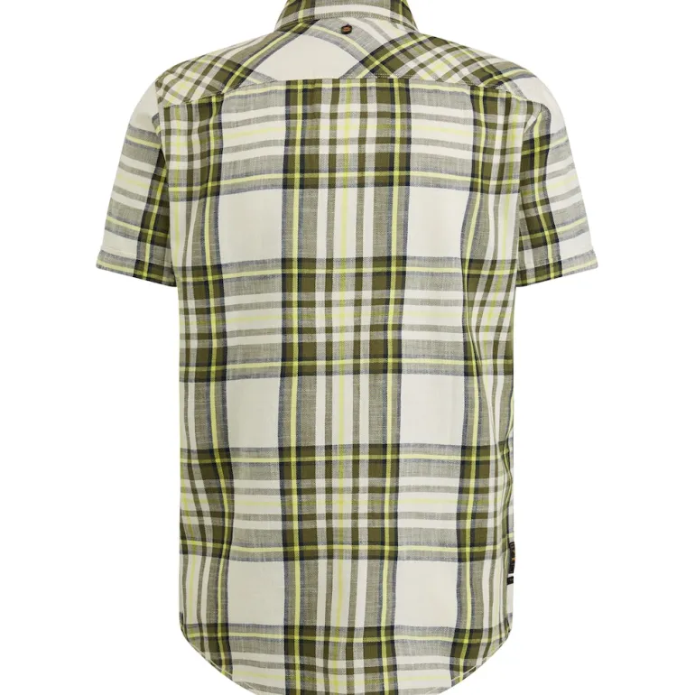 Short Sleeve Shirt Slub Check Ruby olivine