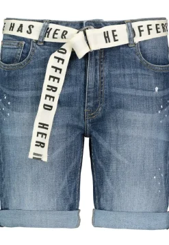 Shorts mit Stoffgürtel middle blue denim