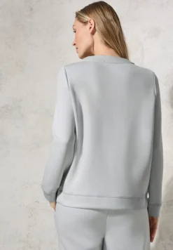 Silk-Look Sweater mit Print platinum grey