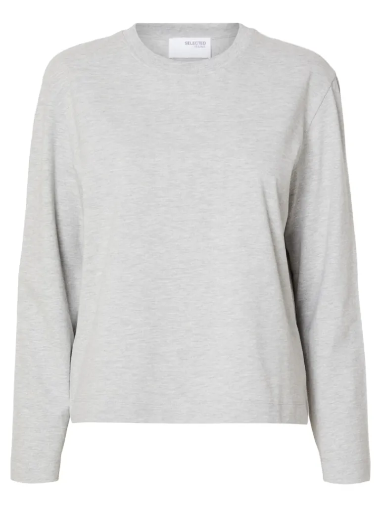 SLFESSENTIAL LS BOXY TEE NOOS light grey melange