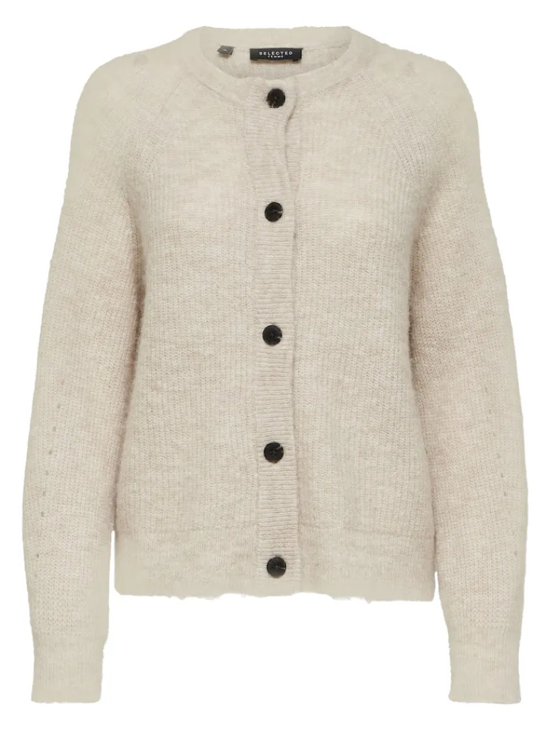 SLFLULU LS KNIT SHORT CARDIGAN NOOS birch