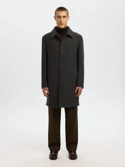 SLHARCHIVE WOOL BLEND CAR COAT dark grey