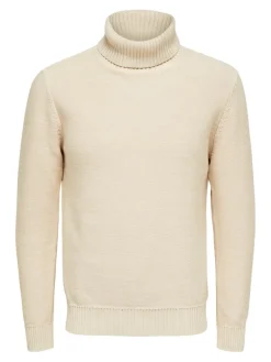 SLHAXEL LS KNIT ROLL NECK W oatmeal1