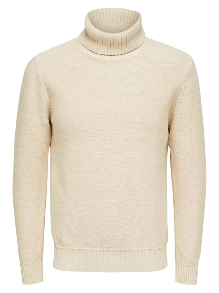 SLHAXEL LS KNIT ROLL NECK W oatmeal1
