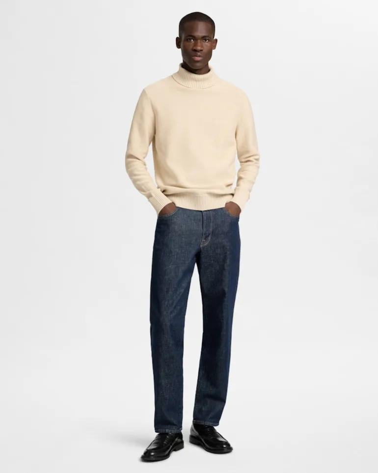 SLHAXEL LS KNIT ROLL NECK W oatmeal1