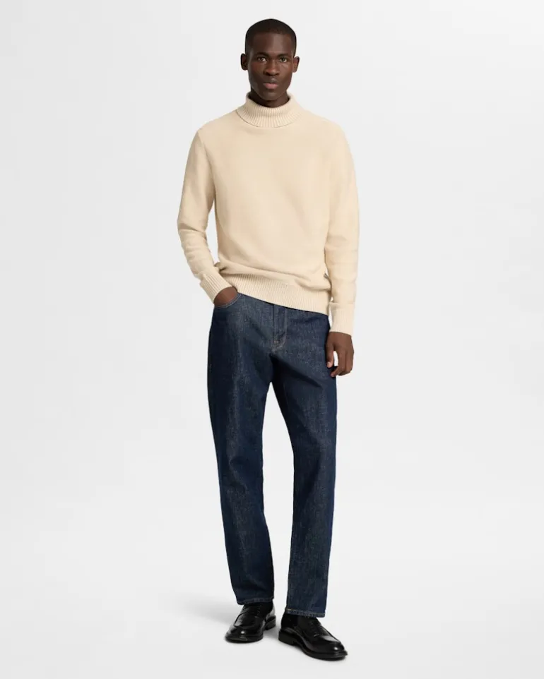 SLHAXEL LS KNIT ROLL NECK W oatmeal1