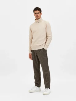 SLHAXEL LS KNIT ROLL NECK W oatmeal1