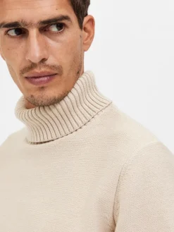 SLHAXEL LS KNIT ROLL NECK W oatmeal1