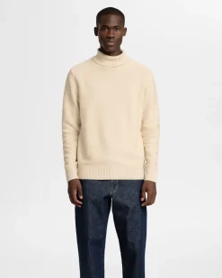 SLHAXEL LS KNIT ROLL NECK W oatmeal1